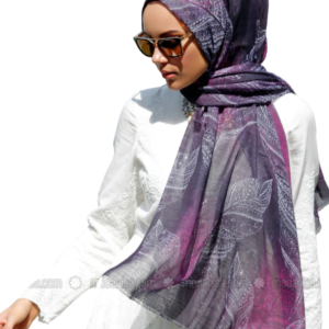 Modanisa Purple Multi Print Hijab